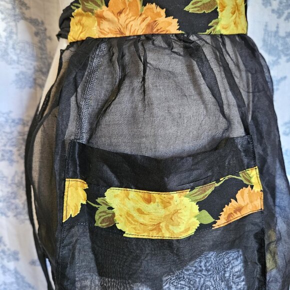 Vintage Apron Black Organza - Picture 2 of 7